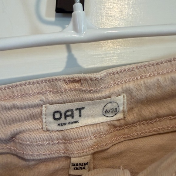OAT Tan Beige High Waisted Wide-Leg Pants with Cute Front Pockets - Picture 3 of 4